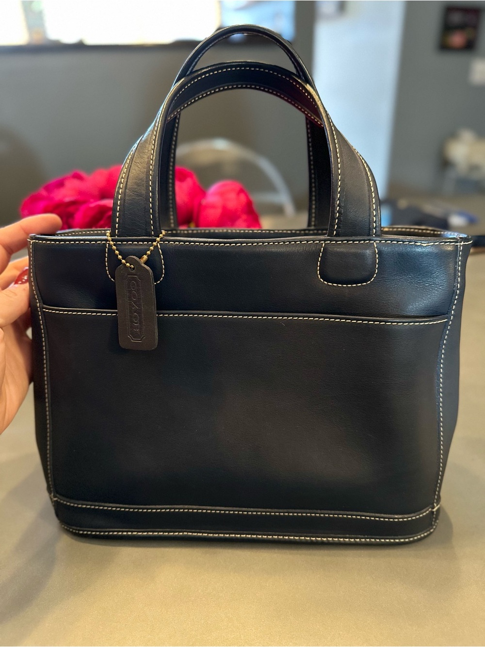 EUC Vintage Coach Navy Leather Bleeker satchel 9303